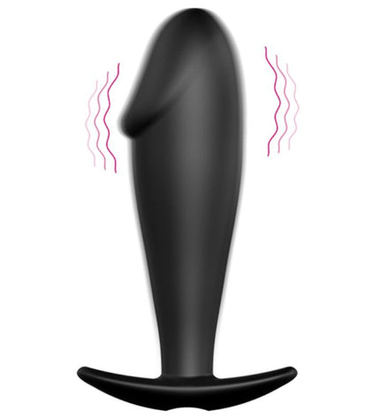 PRETTY LOVE - PLUG ANAL EN SILICONE FORME PÉNIS ET 12 MODES DE VIBRATION NOIR - Concombre Boutique