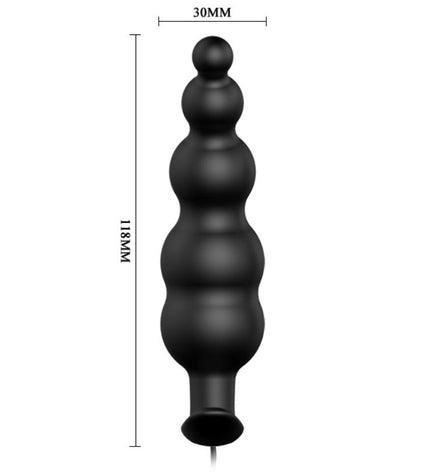 PRETTY LOVE - PLUG ANAL SILICONE EXTRA STIMULATION ET 12 MODES DE VIBRATION NOIR - Concombre Boutique