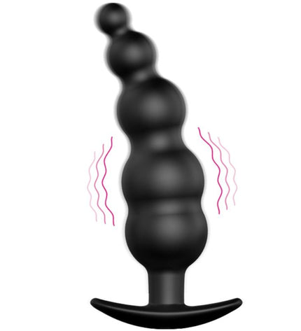 PRETTY LOVE - PLUG ANAL SILICONE EXTRA STIMULATION ET 12 MODES DE VIBRATION NOIR - Concombre Boutique