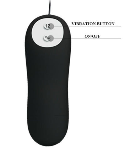 PRETTY LOVE - PLUG ANAL FORME DANCRE SILICONE 12 MODES DE VIBRATION NOIR - Concombre Boutique