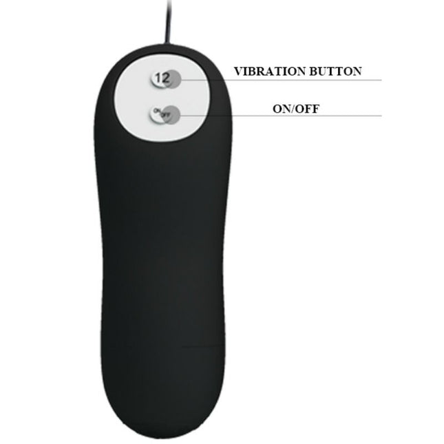 PRETTY LOVE - PLUG ANAL FORME DANCRE SILICONE 12 MODES DE VIBRATION NOIR - Concombre Boutique