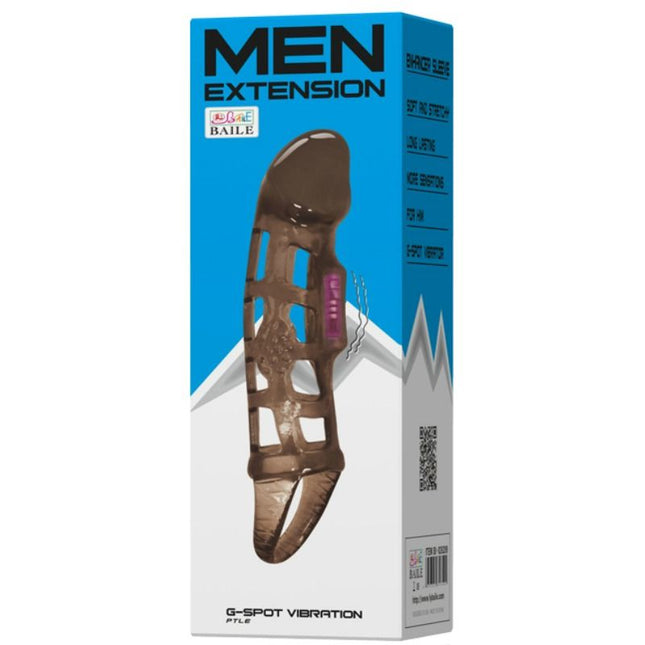 BAILE - MANCHON DEXTENSION DE PÉNIS DE AVEC VIBRATION ET SANGLE 13.5 CM - Concombre Boutique