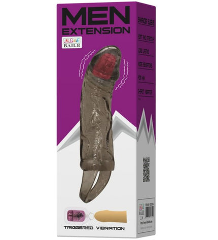 BAILE - GAINE DEXTENSION DE PÉNIS AVEC VIBRATION ET SANGLE POUR TESTICULES 13.5 CM - Concombre Boutique