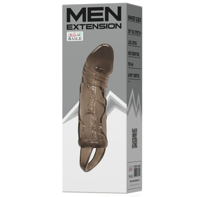 BAILE - HOUSSE DEXTENSION DE PÉNIS AVEC SANGLE POUR TESTICULES NOIR 13.5 CM - Concombre Boutique