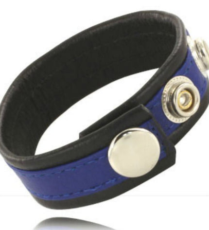 LEATHER BODY - SANGLE EN CUIR RÉGLABLE POUR PÉNIS BLEU-NOIR by LEATHER BODY