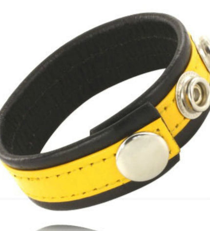 LEATHER BODY - SANGLE EN CUIR RÉGLABLE PÉNIS JAUNE-NOIR - Concombre Boutique