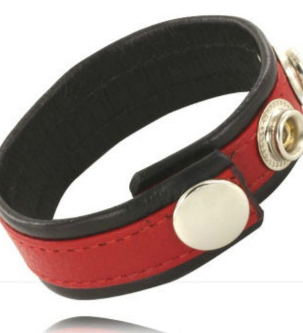 LEATHER BODY - SANGLE EN CUIR RÉGLABLE POUR PÉNIS ROUGE-NOIR - Concombre Boutique
