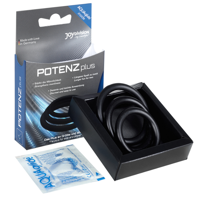 JOYDIVISION POTENZDUO - PLUS LOT DE 3 ANNEAUX NOIR - S, M, L - Concombre Boutique