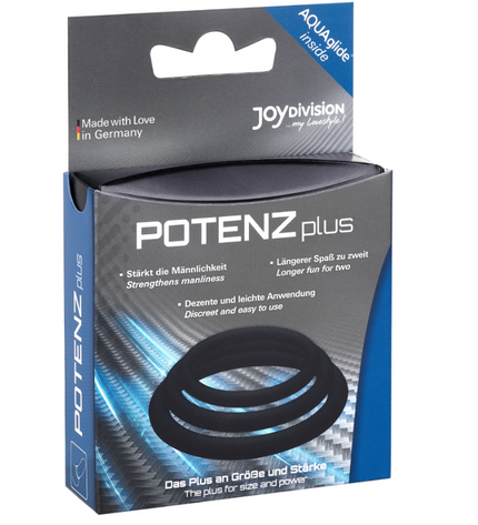 JOYDIVISION POTENZDUO - PLUS LOT DE 3 ANNEAUX NOIR - S, M, L - Concombre Boutique
