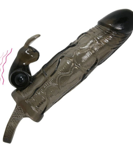 BAILE - COUVRE-PÉNIS BRAVE MAN AVEC LAPIN NOIR 16.5 CM - Concombre Boutique
