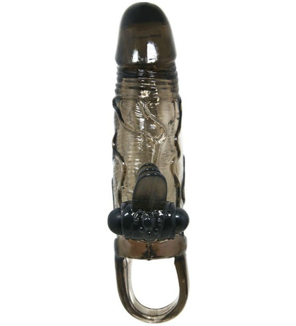 BAILE - COUVRE-PÉNIS BRAVE MAN AVEC STIMULATION CLITO ET ANAL DOUBLE BULLET NOIR 16.5 CM - Concombre Boutique