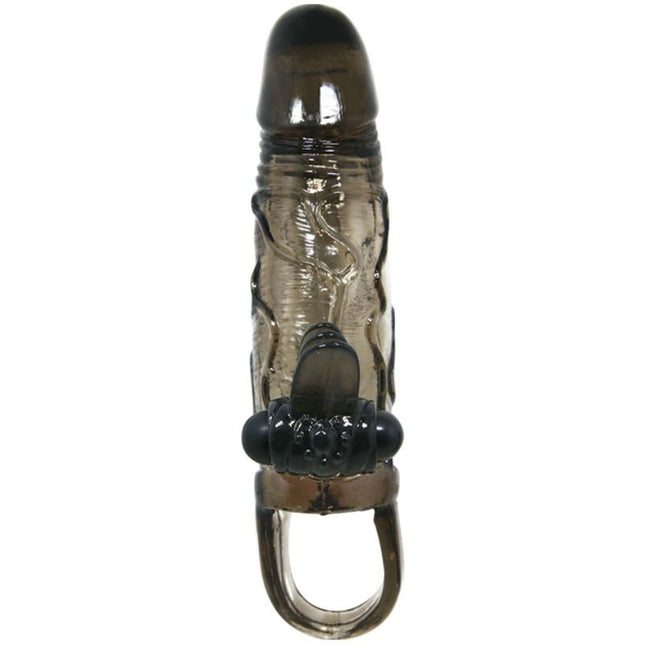 BAILE - COUVRE-PÉNIS BRAVE MAN AVEC STIMULATION CLITO ET ANAL DOUBLE BULLET NOIR 16.5 CM - Concombre Boutique
