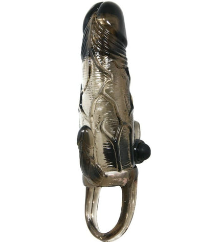 BAILE - COUVRE-PÉNIS BRAVE MAN AVEC STIMULATION CLITO ET ANAL DOUBLE BULLET NOIR 16.5 CM - Concombre Boutique
