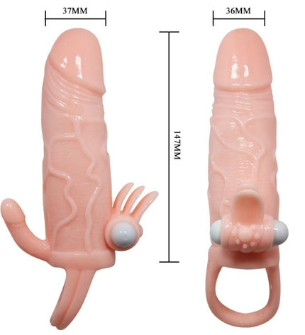 BAILE - COUVRE-PÉNIS BRAVE MAN AVEC CHAIR DE STIMULATION CLIT ET ANAL 16.5 CM - Concombre Boutique
