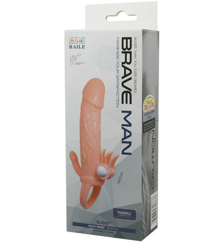 BAILE - COUVRE-PÉNIS BRAVE MAN AVEC CHAIR DE STIMULATION CLIT ET ANAL 16.5 CM - Concombre Boutique