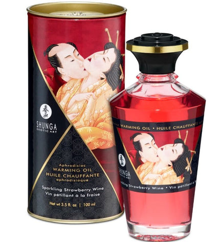 SHUNGA - HUILE DE MASSAGE EFFET CHALEUR FRAISES ET CAVA 100 ML - Concombre Boutique