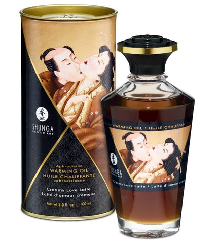 SHUNGA - HUILE DE MASSAGE À EFFET CHALEUR SAVEUR CREAMY LOVE LATTE 100 ML - Concombre Boutique