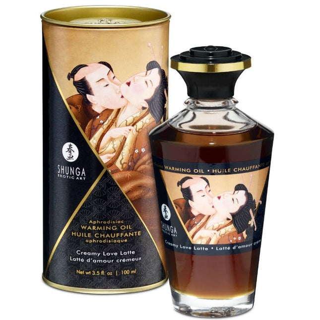 SHUNGA - HUILE DE MASSAGE À EFFET CHALEUR SAVEUR CREAMY LOVE LATTE 100 ML - Concombre Boutique