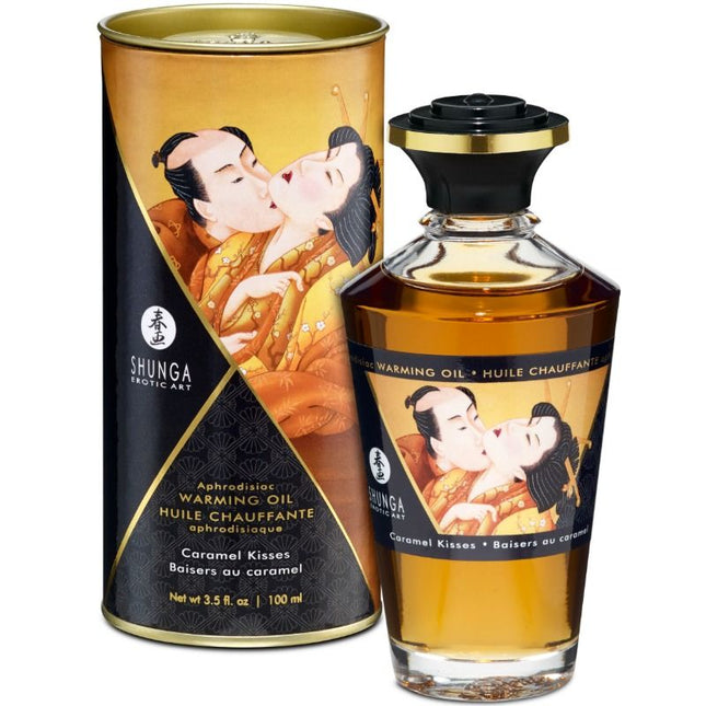 SHUNGA - HUILE DE MASSAGE À EFFET CHALEUR SAVEUR CARAMEL 100 ML - Concombre Boutique
