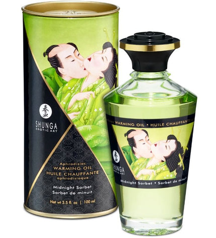 SHUNGA - HUILE DE MASSAGE À EFFET CHALEUR SAVEUR SORBT DE MINUIT 100 ML - Concombre Boutique