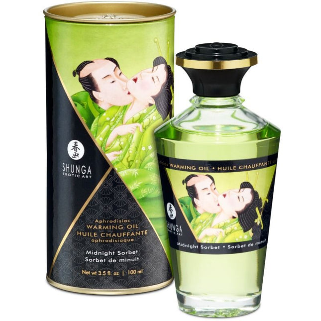SHUNGA - HUILE DE MASSAGE À EFFET CHALEUR SAVEUR SORBT DE MINUIT 100 ML - Concombre Boutique