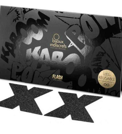 BIJOUX - INDISCRETS FLASH CROSS NIPPLE CAPS NOIR