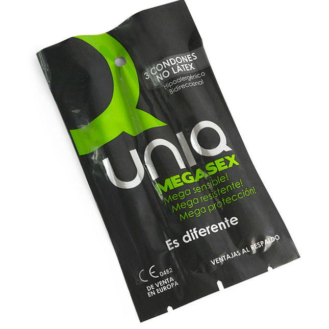 UNIQ - MEGASEX LATEX FREE SENSITIVE CONDOMS 3 UNITS - Concombre Boutique