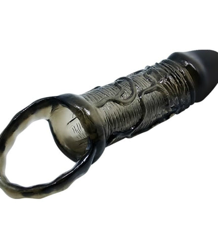 BAILE - HOUSSE DEXTENSION DE PÉNIS AVEC SANGLE POUR TESTICULES NOIR 13.5 CM - Concombre Boutique