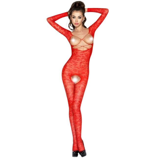 PASSION - FEMME BS031 BODYSTOCKING ROUGE TAILLE UNIQUE - Concombre Boutique