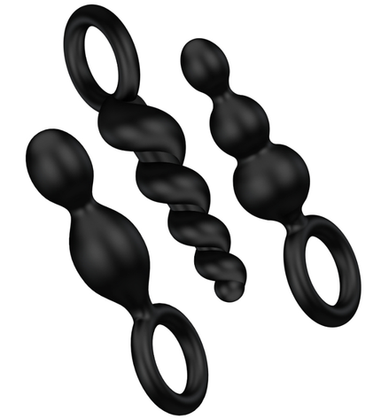SATISFYER - JEU DE BOUCHONS ANAL 3 PCS NOIR - Concombre Boutique