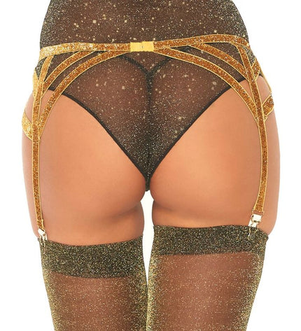 LEG AVENUE - PORTE-JARRETELLES ÉLASTIQUE LUREX TAILLE UNIQUE - Concombre Boutique