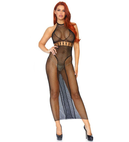 LEG AVENUE - ROBE SANS DOS DOUBLE FILET LISSE - Concombre Boutique