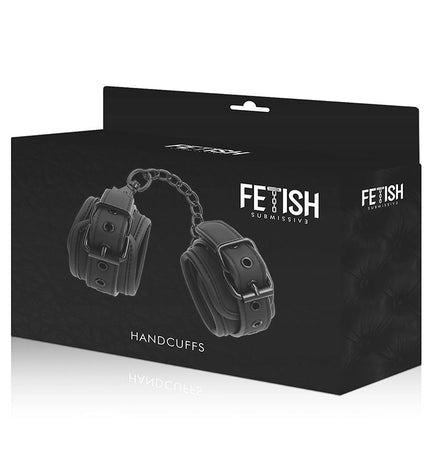 FETISH SUBMISSIVE - MENOTTES EN CUIR VÉGÉTALIEN AVEC DOUBLURE EN NOPRÈNE - Concombre Boutique
