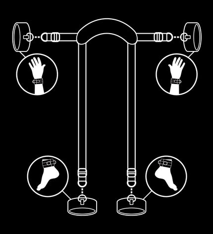 FETISH SUBMISSIVE - POSITION MAÎTRE AVEC 4 MENOTTES DOUBLÉES DE NOPRÈNE - Concombre Boutique