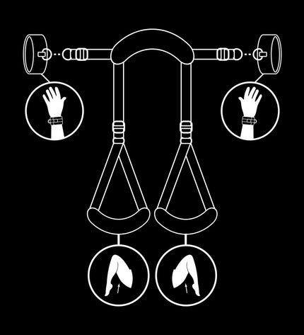 FETISH SUBMISSIVE - POSITION JAMBES OUVERTES AVEC MENOTTES DOUBLÉES EN NOPRÈNE - Concombre Boutique