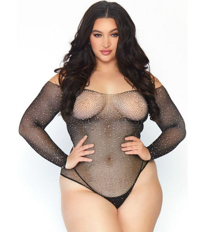 LEG AVENUE - BODYSTOCKING EN RÉSILLE CRISTALISÉE 1X-2X by LEG AVENUE BODYSTOCKINGS