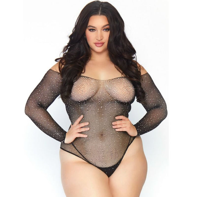 LEG AVENUE - BODYSTOCKING EN RÉSILLE CRISTALISÉE 1X-2X by LEG AVENUE BODYSTOCKINGS