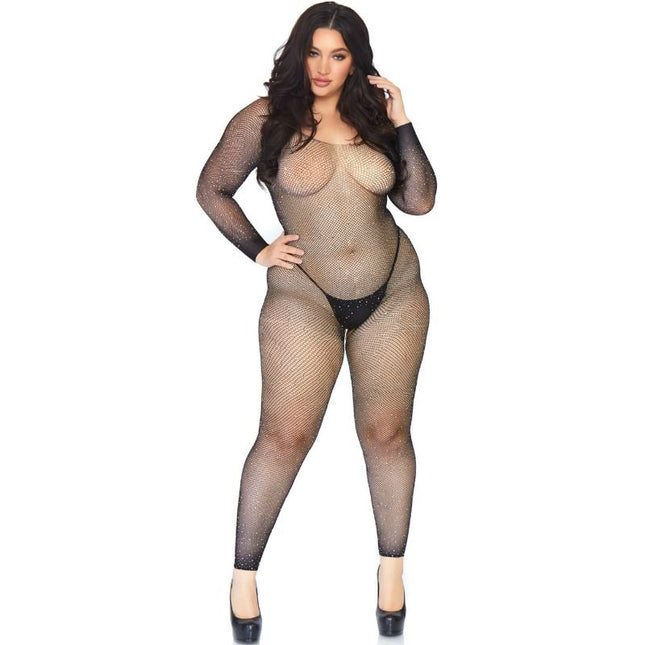 LEG AVENUE - BAS DE CORPS EN FILET CRISTALLISÉ LEG AVENUE - 1X-2X by LEG AVENUE BODYSTOCKINGS