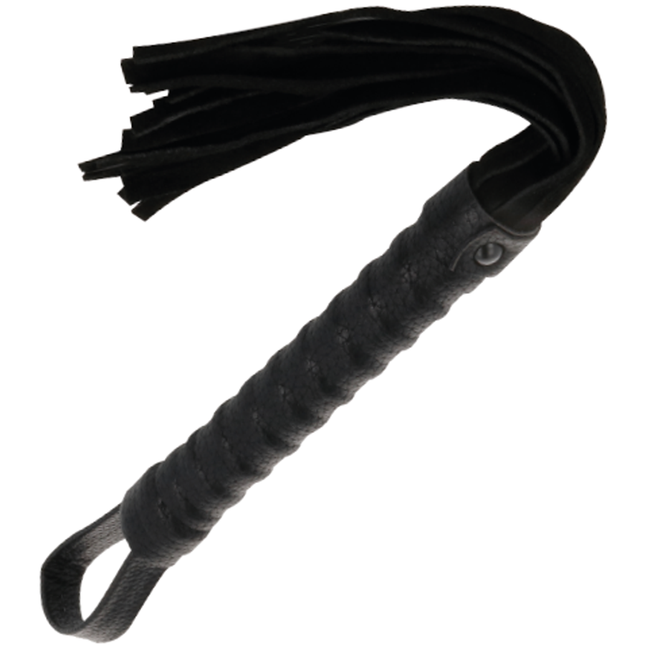 DARKNESS - FOUET DE BONDAGE NOIR AVEC MANCHE EN CUIR by DARKNESS SENSATIONS