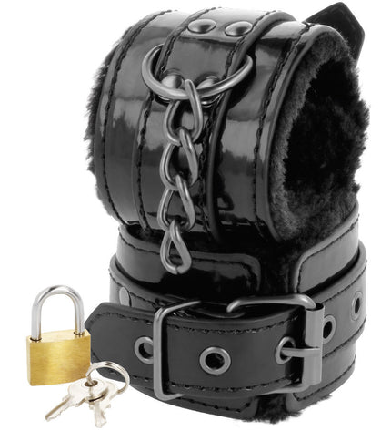 DARKNESS - MENOTTES DE CHEVILLE RÉGLABLES EN CUIR NOIR AVEC CADENAS by DARKNESS BONDAGE