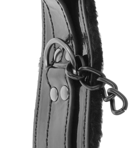 DARKNESS - MENOTTES DE CHEVILLE RÉGLABLES EN CUIR NOIR AVEC CADENAS by DARKNESS BONDAGE