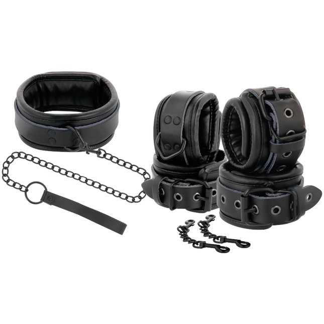 DARKNESS - MENOTTES ET COLLIER EN CUIR NOIR by DARKNESS