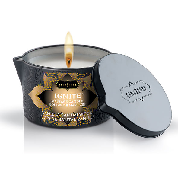 KAMASUTRA - BOUGIE DE MASSAGE VANILLE ET BOIS DE SANTAL 170 GR - Concombre Boutique