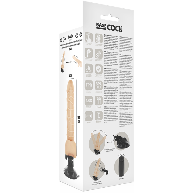 BASECOCK - VIBRATEUR TÉLÉCOMMANDE NATUREL RÉALISTE 18.5 CM -O- 4CM by BASECOCK