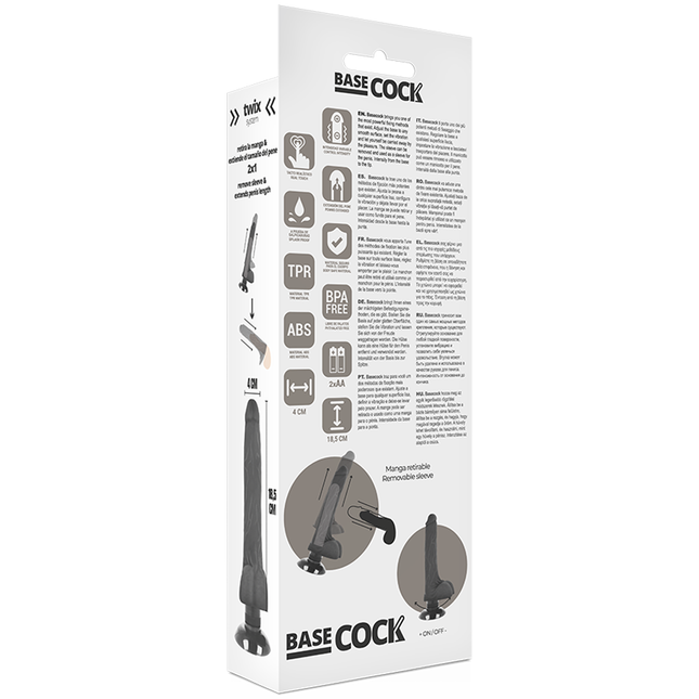 BASECOCK - VIBRATEUR RÉALISTE 2-1 NATUREL 18.5 CM -O- 4 CM by BASECOCK