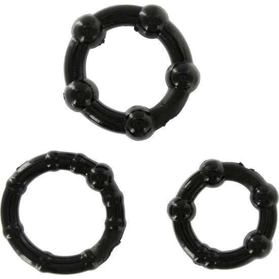 SEVEN CREATIONS - ENSEMBLE DE TROIS ANNEAUX PÉNIS NOIR by SEVEN CREATIONS