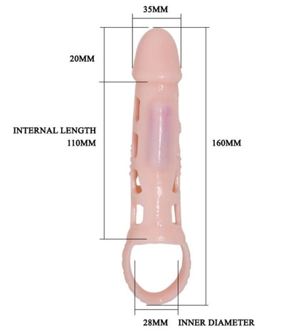 BAILE - COUVERTURE DEXTENSION DE PÉNIS AVEC VIBRATION ET SANGLE NATURELLE 13,5 CM by BAILE FOR HIM