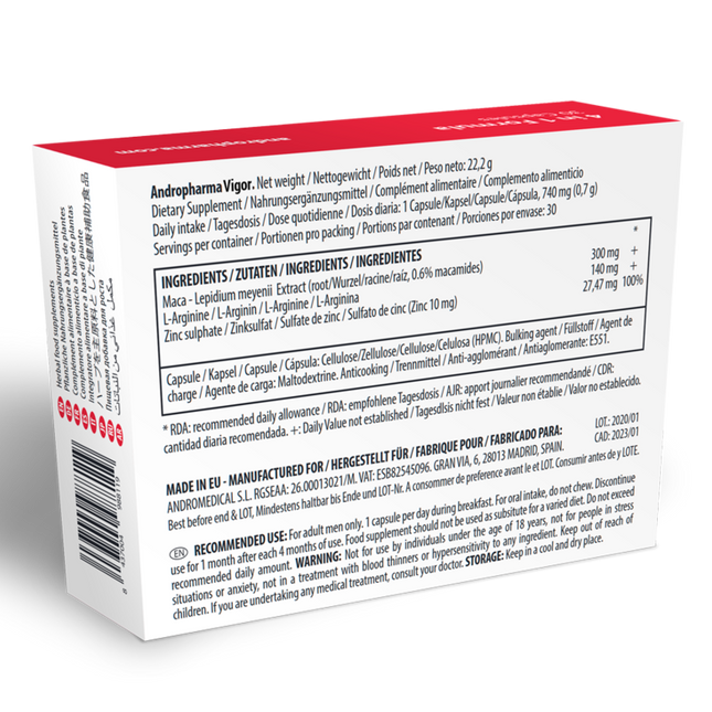 ANDROPHARMA VIGOR - SUPPLÉMENT AMÉLIORATION DE LA LIBIDO by ANDRO MEDICAL
