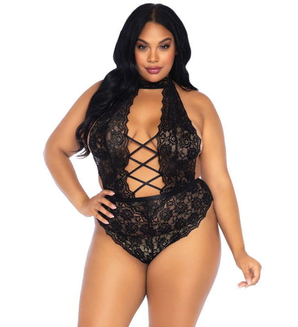 LEG AVENUE - TEDDY SANS CROTHLESS EN DENTELLE FLORALE TAILLE PLUS by LEG AVENUE TEDDIES