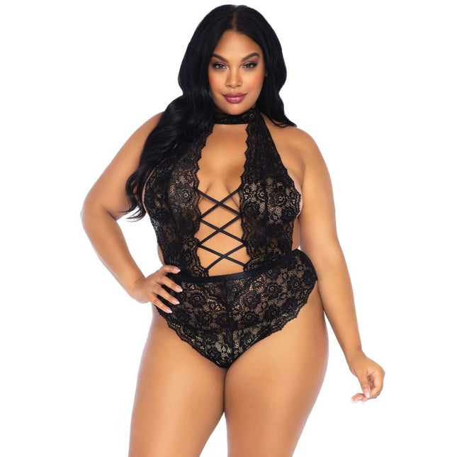 LEG AVENUE - TEDDY SANS CROTHLESS EN DENTELLE FLORALE TAILLE PLUS by LEG AVENUE TEDDIES